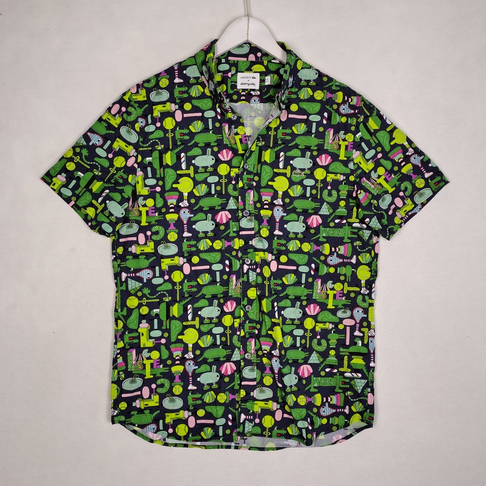 Lacoste x Jeremyville Tennis Graphic Short Sleeve Button Down Shirt